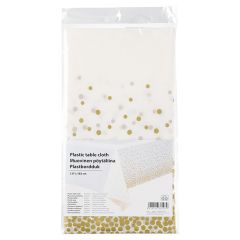 Galdauts plastic balts ar zelta punktiņiem 137x183cm