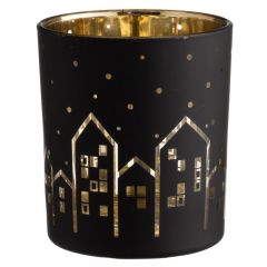Svečturis 4Living melns/zelta 10cm