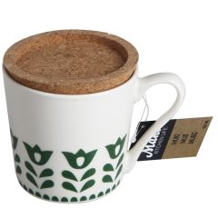 Krūze ar vāku Maku 400ml, 9.5x9cm balta ar zaļu