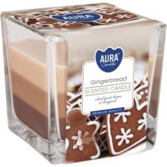 Svece arom.stikla trauc. Aura tricolor gingerbread 32h