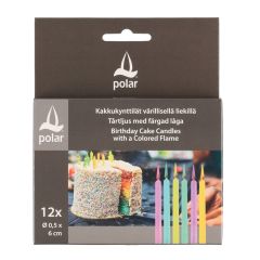 Tortes svecītes Polar Birthday krāsaina liesma 12gab.