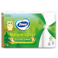 Papīra dvieļi Zewa Nature Lover 4gab.,2-k.(pūce)