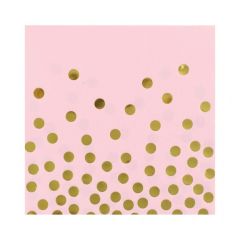 Salvetes 33cm Pink-Gold Dots 12gab.
