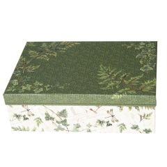 Dāvanu kaste taisnstūru ar lapām 27x18.5x9cm zaļa