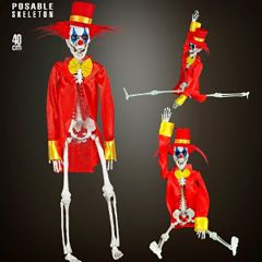 Dekors Halovīna klauna skelets 40cm