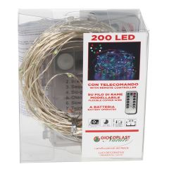 200 LED virtene 20m ar bat. un pulti, krāsaina