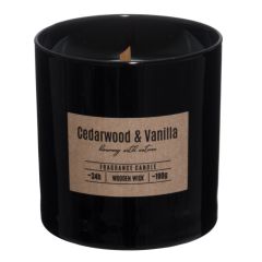 Svece arom. with wooden wick Cedarwood & Vanilla 34h