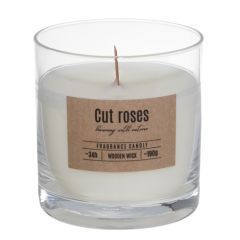 Svece arom. with wooden wick Cut Roses 34h