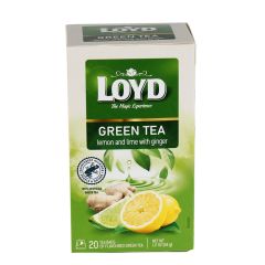 Tēja zaļā Loyd Lemon & Lime ar ingveru, 20x1,7 g