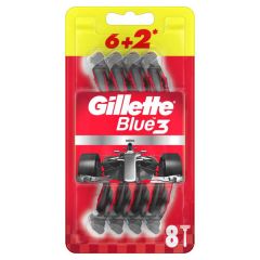 Skuveklis vīr. Gillette Blue3 RED vienreizliet. 6+2