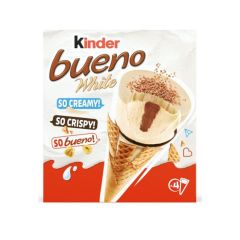 Saldējums Kinder Bueno White konuss, 4x62g/360ml