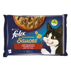 Konservi kaķiem Felix Sensations Sauces gaļas izlase 85g 4ga