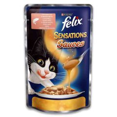 Konservi kaķiem Felix Sensations Sauces lasis/garneles 85g