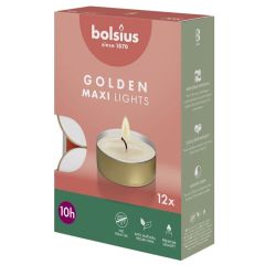 Tējassveces Bolsius Maxi Light zelta 10h 12gab.