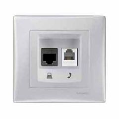 Datu rozete 2xRJ45/RJ11 Sedna alum.