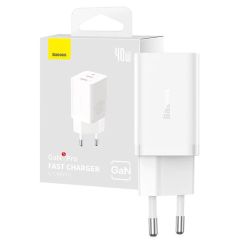 Tīkla lādētājs GaN5 Pro 40W 2xUSB-C QC3.0 PD3.0, balts