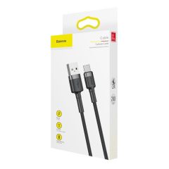 Kabelis USB2.0 A - USB C plug 3.0m QC3.0 grey+black