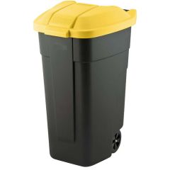 Atkritumu tvertne uz riteņiem 110l melna/dzeltena