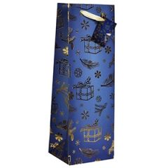 Dāvanu maisiņš Ziemassvētku 12x10x35cm zils