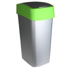 Atkritumu tvertne Curver Flip Bin 45L sudraba/zaļš