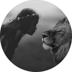 Foto glezna D40cm Girl with Lion 97786