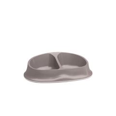 Barības bļoda dubultā Chic 0.25+0.25l 27x17.5x7.2cm g.pelēka