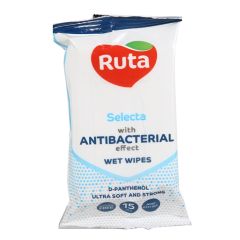 Mitrās salvetes Ruta Selecta ar antibakteriālu efektu 15gab.