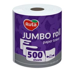 Papīra dvieļi Ruta Jumbo 1 rullis 2 slāņu 500 loksnes