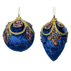 Egļu rotājums Velvet d7.5cm nakts zils ar ornamentu