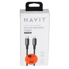 Kabelis Havit DOT 6221 C-Lightning, braided/PD20W/2m