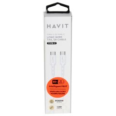 Kabelis Havit DOT 6235 C-Type C, 60W/1m, balts