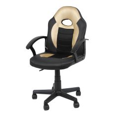 Biroja krēsls LUKA 54.5x57xH85-95cm melns/zelta