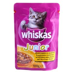 Konservi kaķiem Whiskas Casserole Junior ar cāli 100g/85g