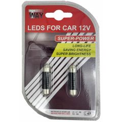 Autospuldze LED SV8.5, 3 SMD 36mm balta 2gab.