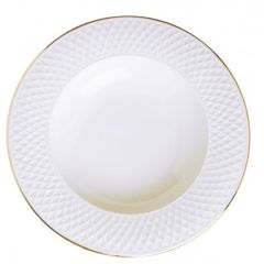 Šķīvis zupas E CLAT balta ar zeltu 23cm