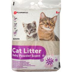 Pakaiši kaķiem Karlie Flamingo Cat Litter Baby Powder 15kg
