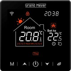 Termoregulators SN-20 melns ar stikla korpusu 16A,  programm