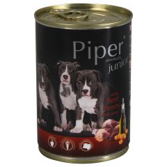 Konservi suņiem Piper Junior liellopa sirds,burkāni 400g