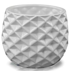 Puķu pods Pastel 16cm rombu raksts balts