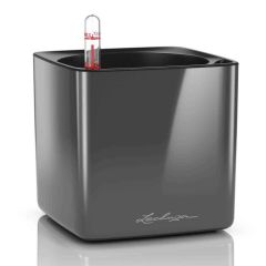 Puķu pods Lechuza Glossy kantains 14x14x14cm melns