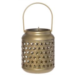 Svečturis-laterna 4Living Zvaigznītes, zelta 15cm