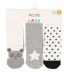 Zeķes bērnu neslīdošās Acces zēnu 3-paka 6-12m, 12-24m