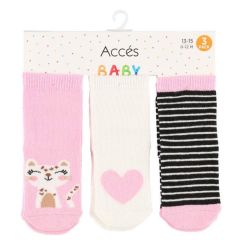 Zeķes bērnu neslīdošās Acces meiteņu 3-paka 6-12m, 12-24m