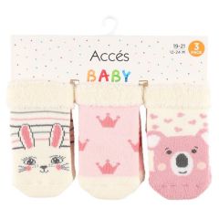 Zeķes bērnu neslīdošās Acces meiteņu 3-paka 6-12m, 12-24m