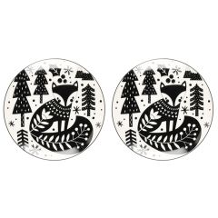 Šķīvis Winteria Lapsa melns 20cm 2gab.