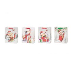 Dāvanu maisiņš Winteria Teddys Xmas 26x32x12cm  4-veidi