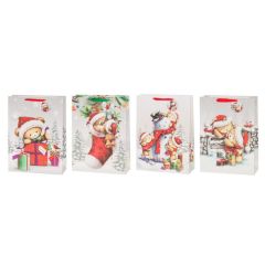 Dāvanu maisiņš Winteria Teddys Xmas 31x42x12cm 4-veidi