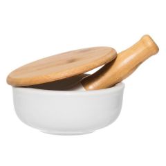 Piesta un java Maku keramiska ar vāku koka