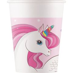 Glāzes papīra Unicorn Rainbow 200ml 8gab.