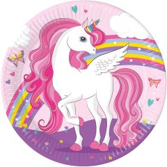 Šķīvji papīra Unicorn Rainbow 23cm 8gab.